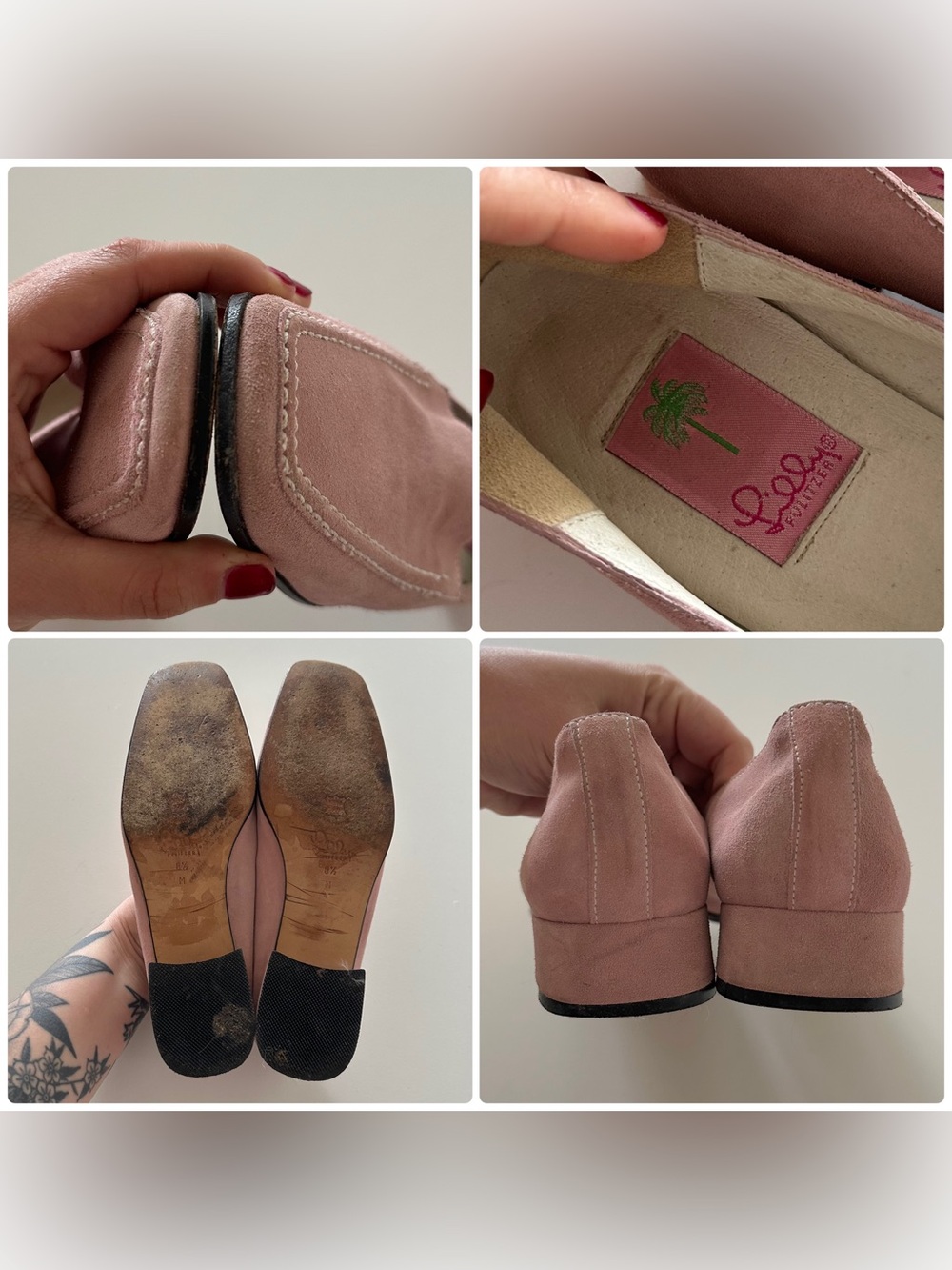 Vintage Lilly Pulitzer Suede Loafers Pink 8.5 Minimalist Preppy Coquette 90s - Picture 6 of 6